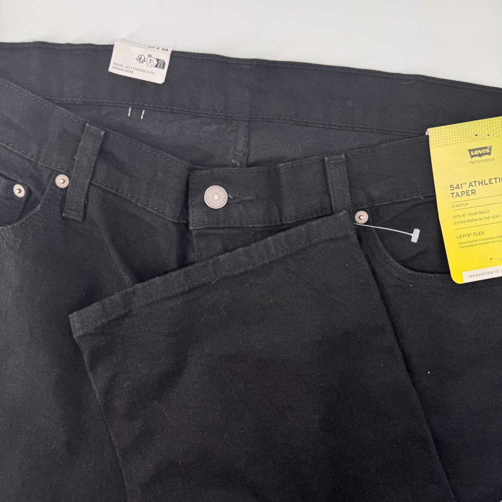 Levi's 541 Athletic Taper Jeans Mens 40x34 Black Stretch Denim Pants
